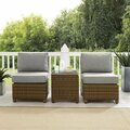 Curtilage 32.5 x 25 x 31.5 in. Outdoor Wicker Chair Set w/Side Table, 2 Armless Chairs, Gray, Brown-3 Pc. CU3039257